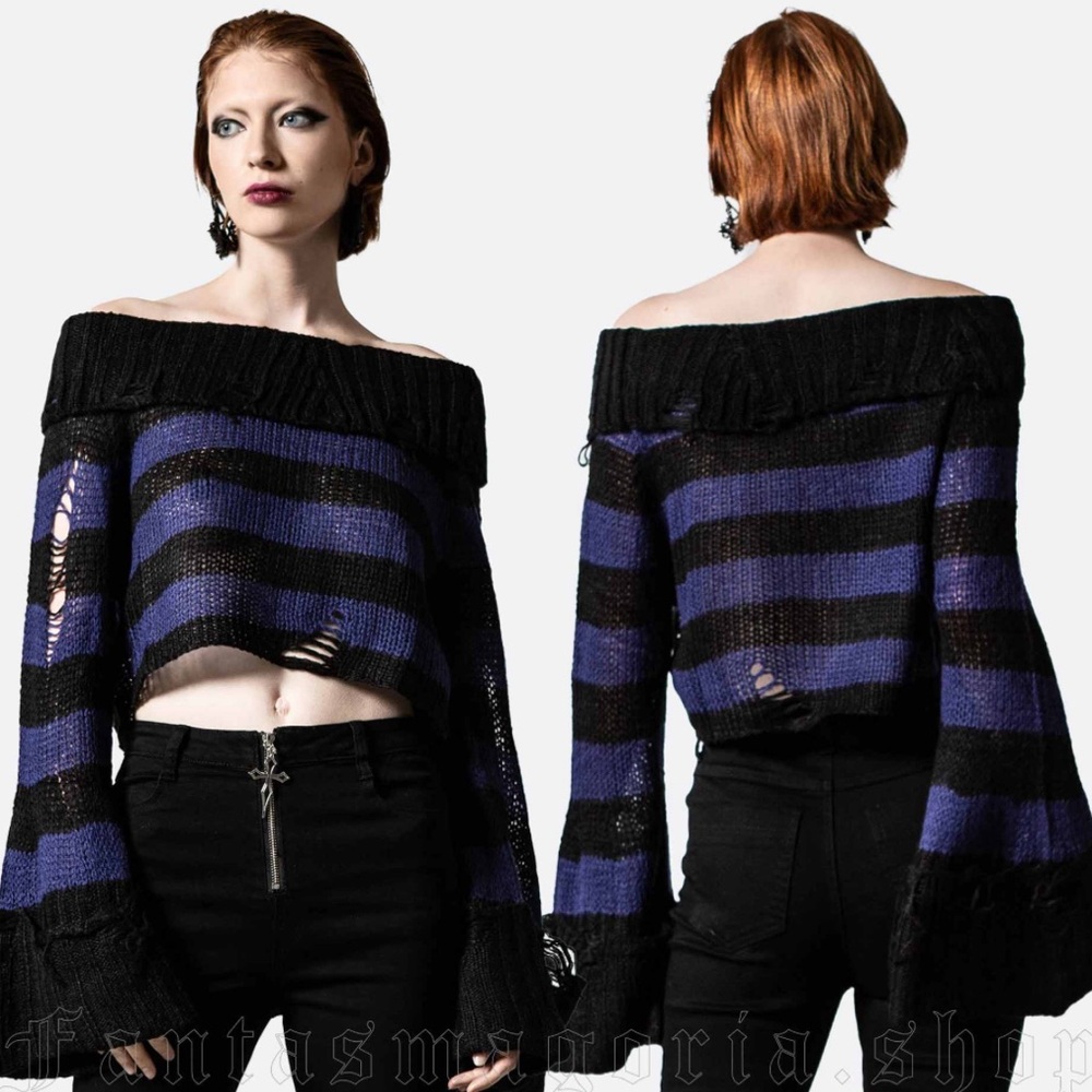 Killstar Cropped Distressed Sweater XXL